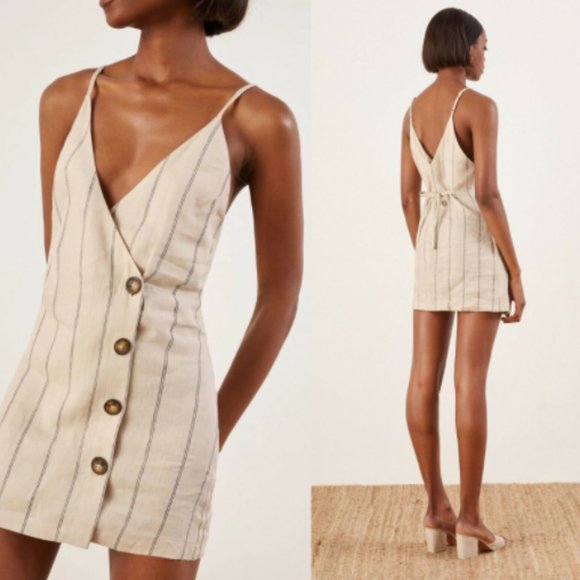 Reformation Cayman Mini Dress | Linen | Striped | Size XL - Picture 1 of 11